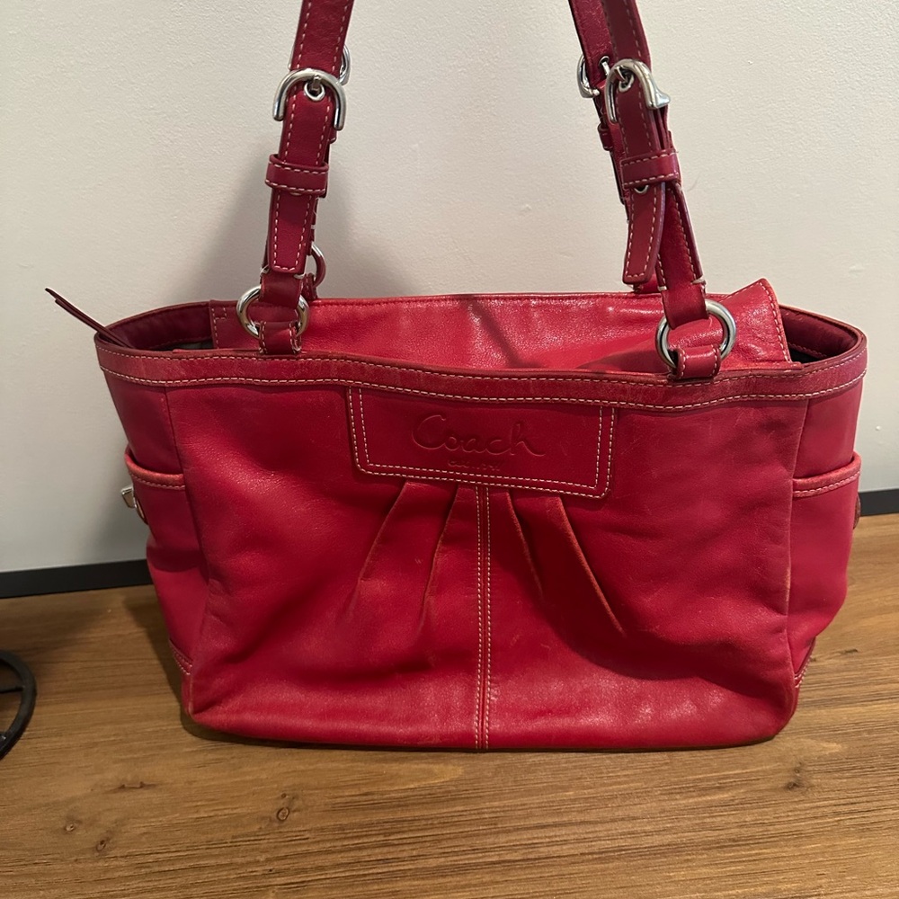 Coach Cherry Red Leather Shoulder Bag